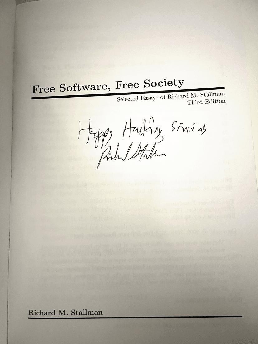 Signed title page of Free Software, Free Society (Third Edition)