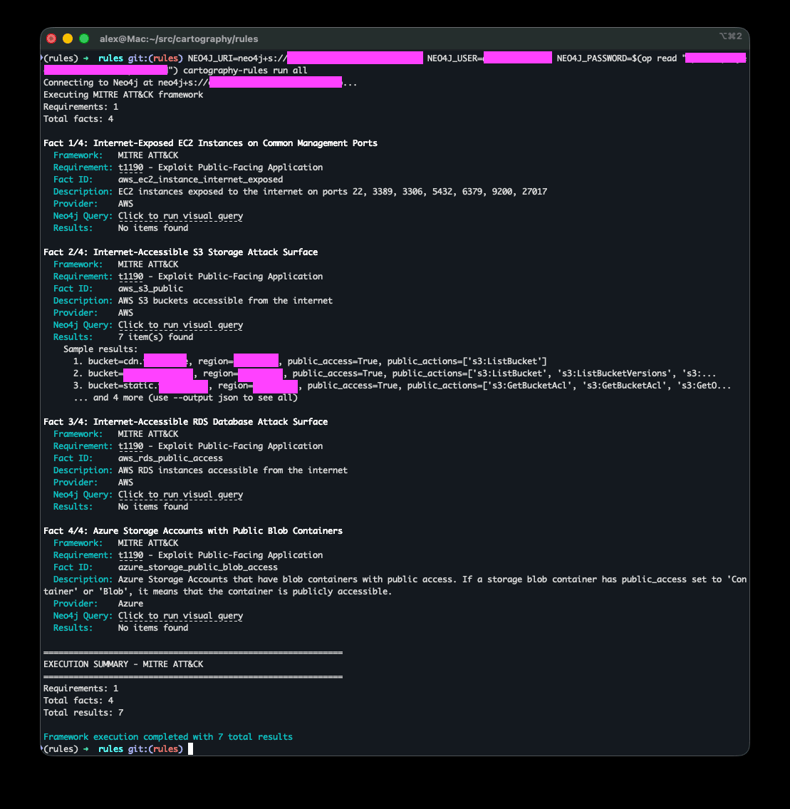 Cartography rules engine: text output example