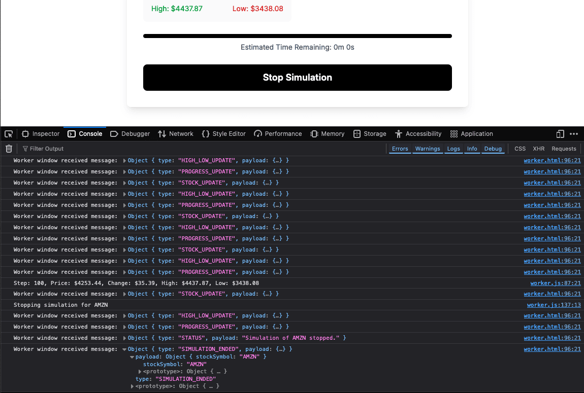 Worker Console Output